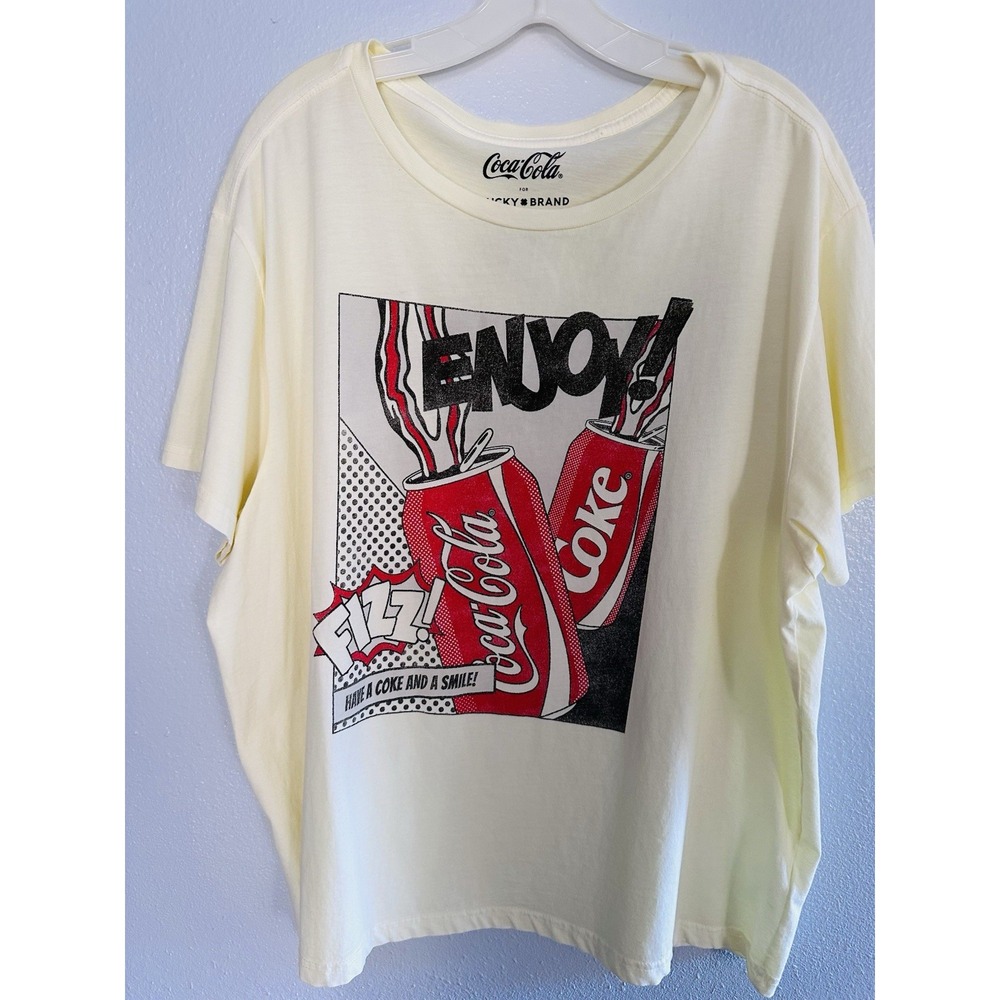 Coca Cola Lucky Brand Graphic Tee XXL Pop Art Soda Enjoy Fizz Shirt NEW - Picture 2 of 8